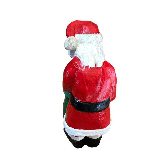 Paper Mache Santa Claus Father Christmas w Toy Bag Holiday Farmhouse Decor Large - Picture 6 of 14
